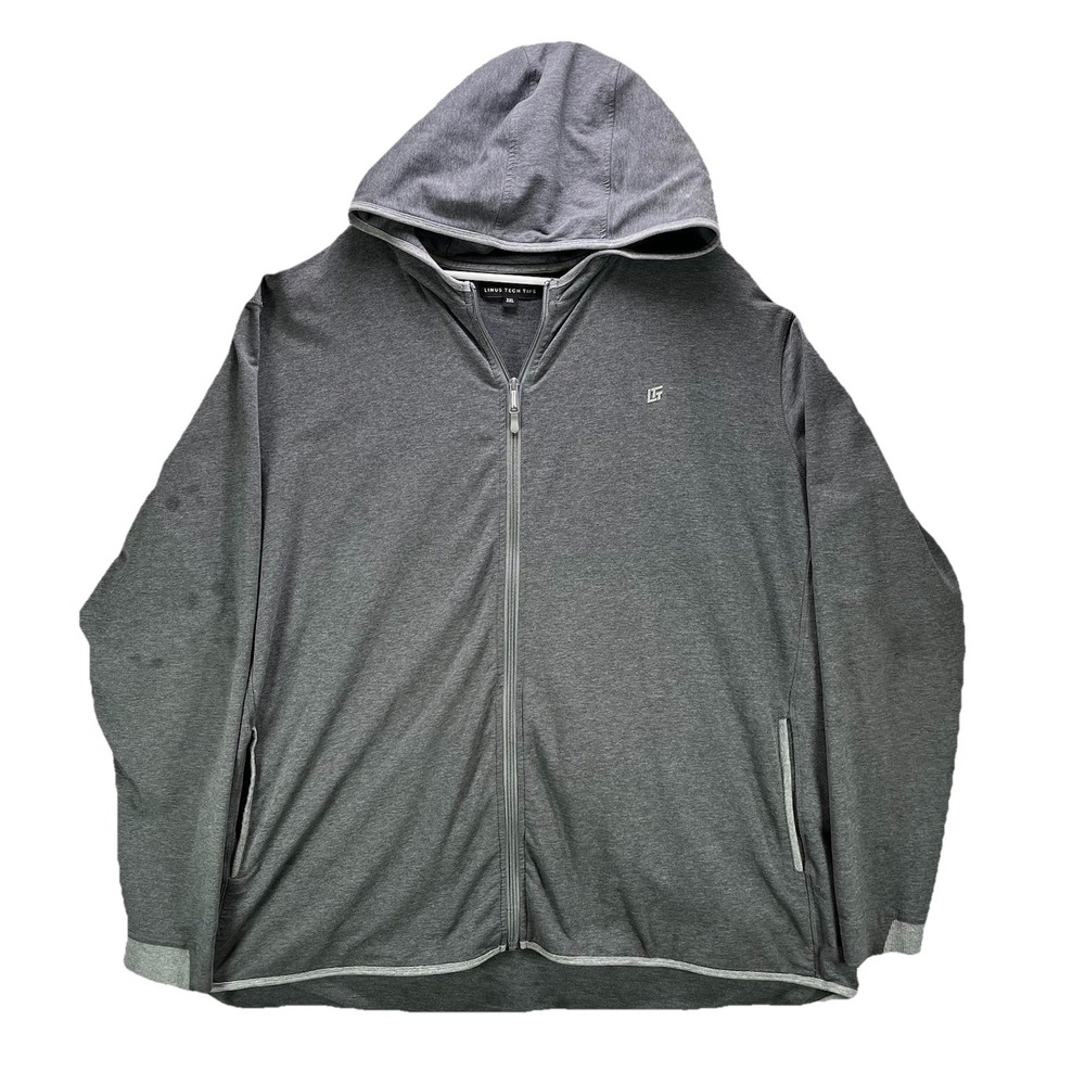 Linus Tech Tips Hoodie Mens 3XL Gray Full Zip Sweatshirt Stretch